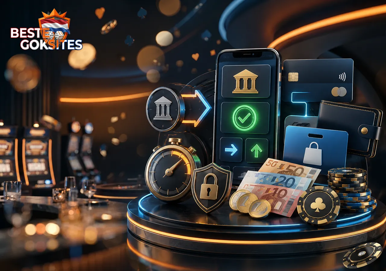 Betaalmethoden met iDEAL-accent, bankkaarten, SEPA-overboeking en opname-opties